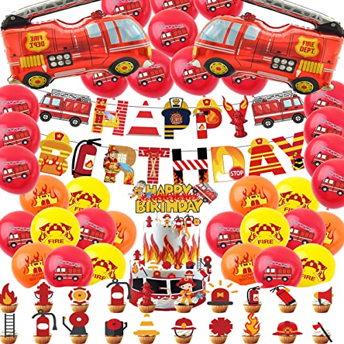 Kindergeburtstag Feuerwehrauto Deko Feuerwehrauto Geburtstag Party Deko Kinder Feuerwehrauto Geburtstagsdeko Feuerwehrauto Luftballons Feuerwehrauto Dekoration Kuchendeko Cupcake Topper Cover