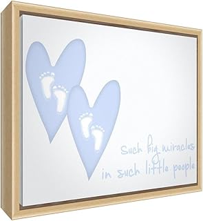 Lienzo decorativo con marco de madera natural sólido (64 x 44 x 3 cm), color azul