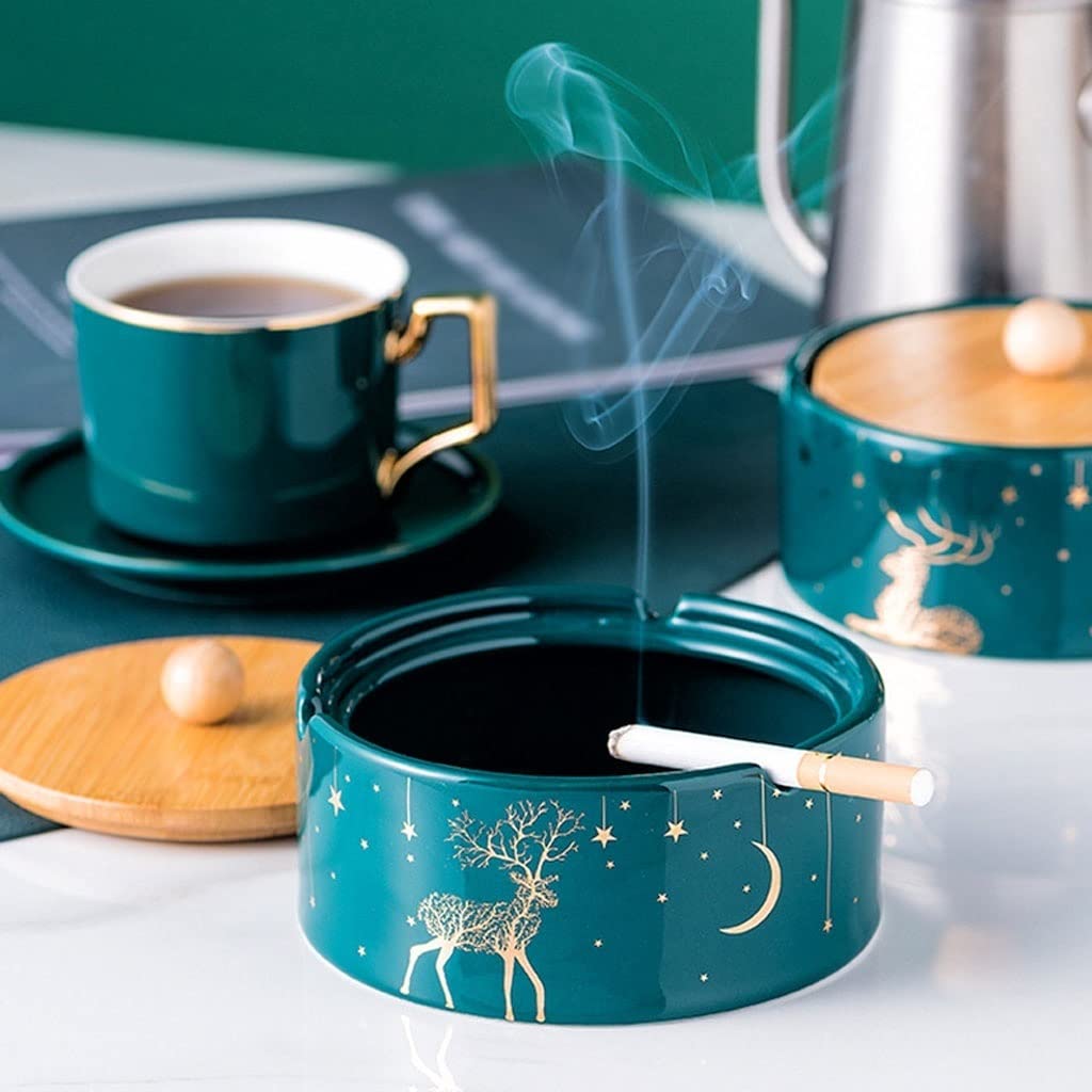 Set di posacenere for Sigarette Posacenere in Ceramica con Coperchio Tavolino da caffè for la casa all'aperto Soggiorno Tavolo Pranzo for Ufficio Decorazione ，Posacenere(A)