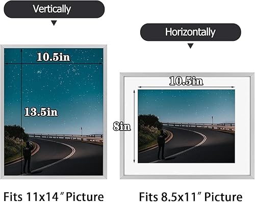 Vista 295 de Frametory - Marco de aluminio de 11 x 14 para fotos de 8 x 10 (en pulgadas), con paspartú marfil, de pared, con gancho de sierra, pestañas Bronce