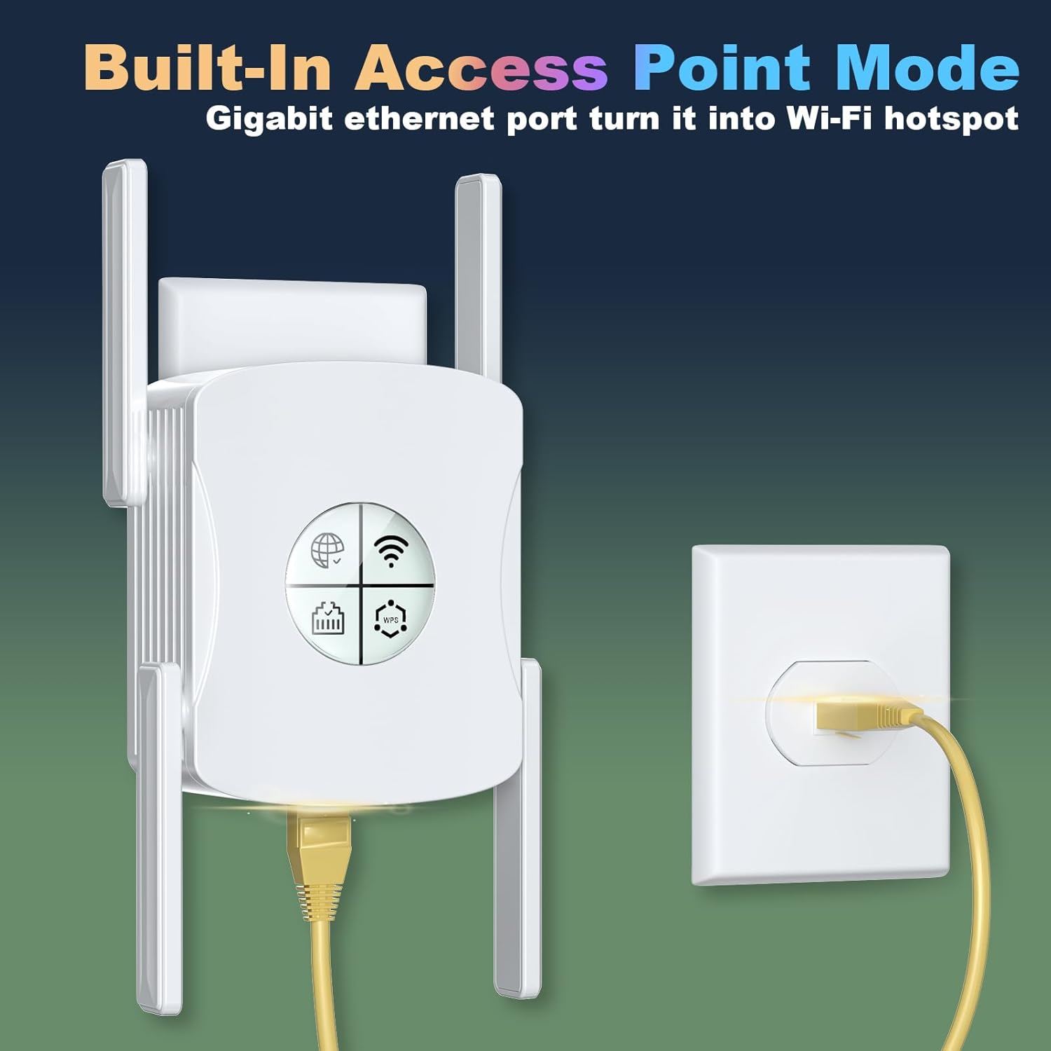 Techtex WiFi 6 Extender in Access Point Mode with Ethernet cable