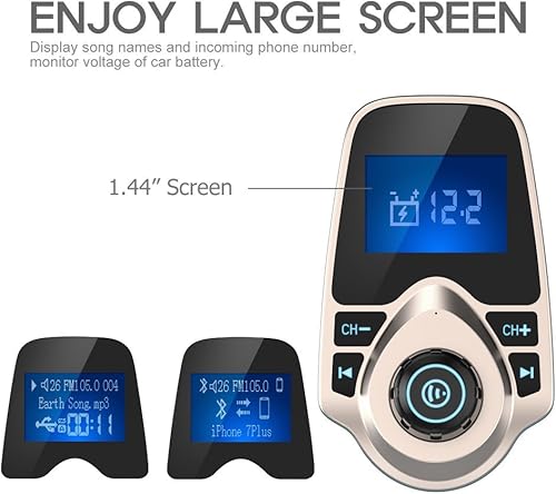 Miniatura 21 de [versión más reciente LED transmisor FM], Nulaxy transmisor de radio FM inalámbrico por Bluetooth para el coche, Negro