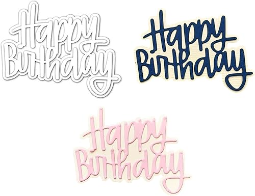 3 troqueles de corte de cumpleaños de metal para álbumes de recortes, plantillas de corte de feliz cumpleaños, manualidades decorativas para hacer
