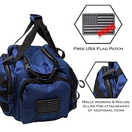 Exos Tactical Range Bag - Medium Size Range Bag for Shooting - Gun Case for Handguns, Ammo Storage, Tactical Backpack, Molle Webbing, Free Subdued USA Patch, Designed in the USA (Navy)