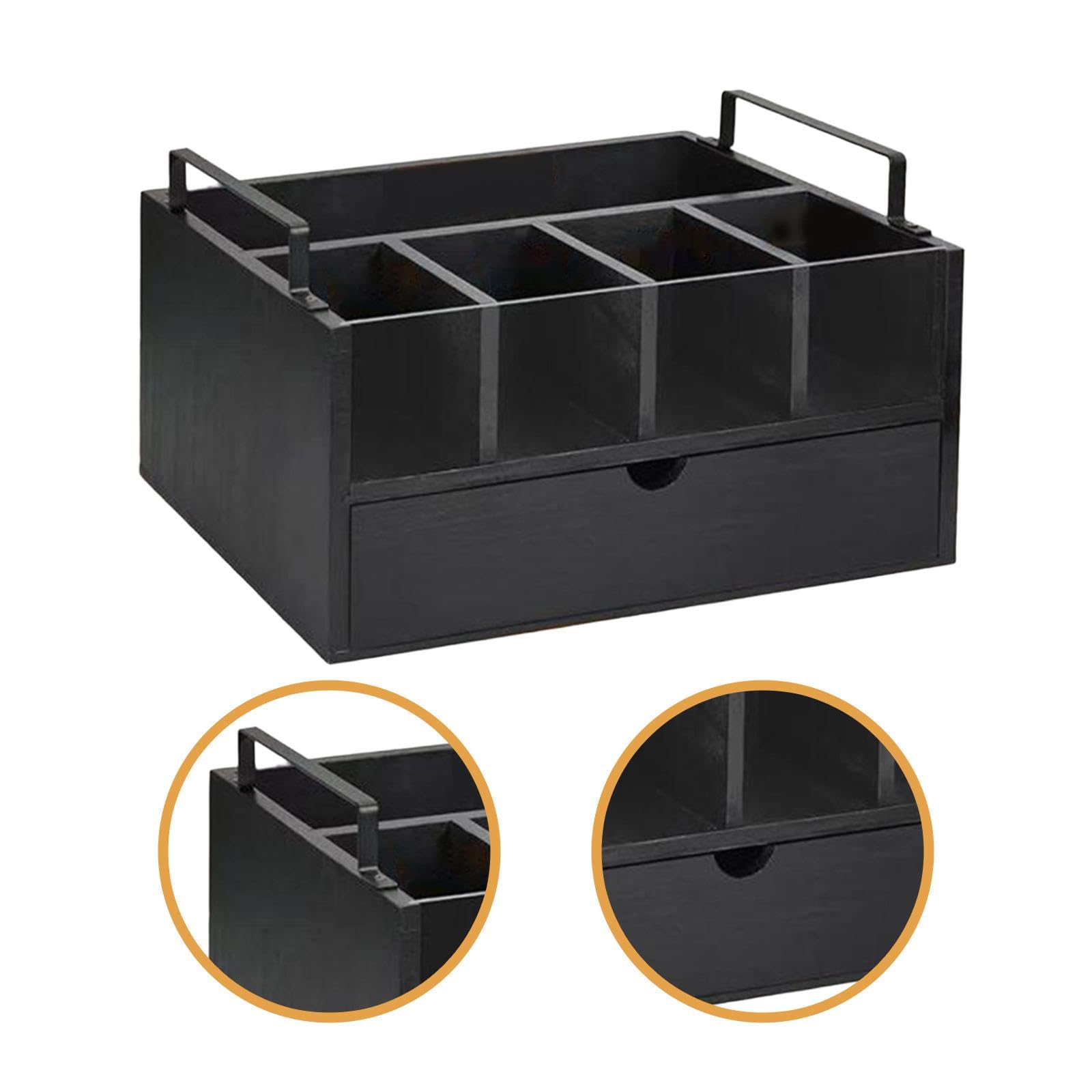 Coffee Stat nizer Drewniany uchwyt na kapsułki z 5 kartonami i pojemnikiem 34 x 24,5 x 20 cm do kuchni, biura, kawiarni, idealne akcesorium do kawy dla schludnego Sto