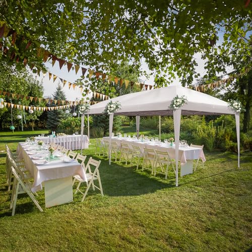 Outvita 10x20ft Pop Up Canopy Tent, Outdoor Instant Shelter Folding Canopy with 6 Side Walls and Carry Bag for Commercial Events, Party, Backyard BBQ, Camping White