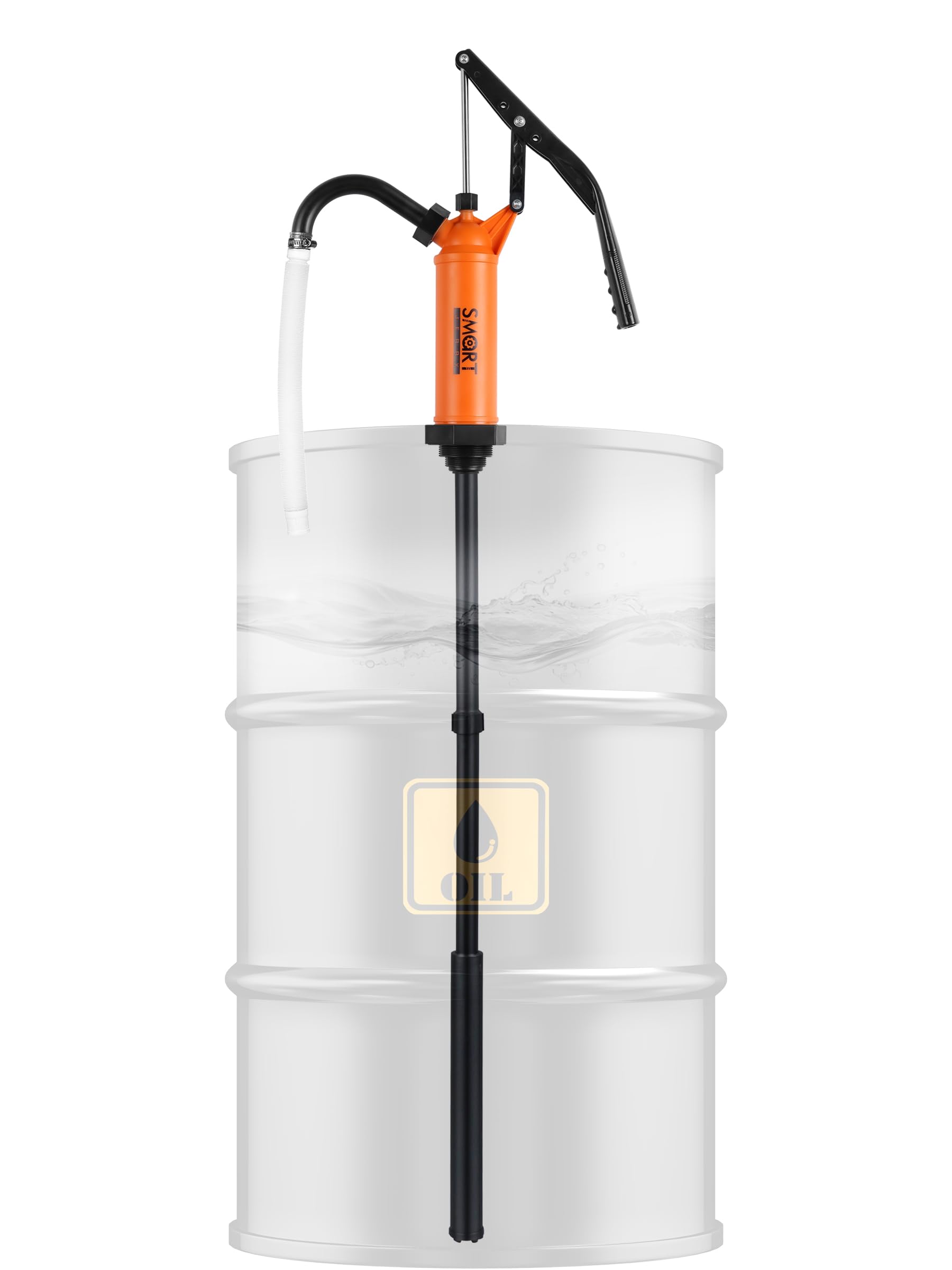 SMART JERRY - 55 Gallon Drum Pump | Heavy Duty Manual Rain Barrel Pump for Water, DEF & Corrosive Liquids | 9-14 oz per Stroke Lever Action Design​ | Fits 5-55 Gallon Drums