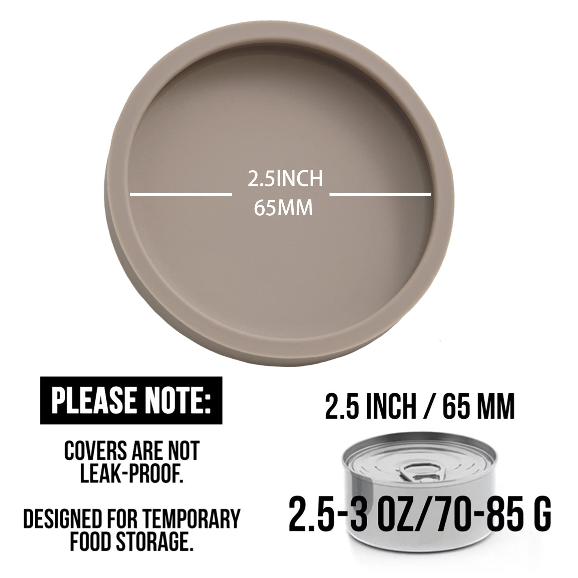 OHMO Couvercle Silicone Alimentaire, Couvercles Conserve en Silicone sans BPA de Petite Taille pour Aliments pour Chats et Chiens(70-85 g), Beige, Set de 2