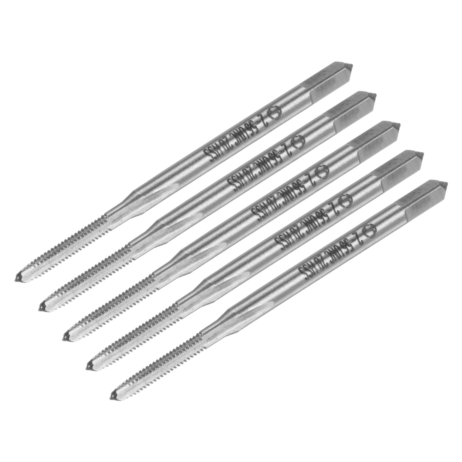 uxcell Machine Tap #2-56 UNC Thread 2B Class 3 Flutes High Speed Steel Screw Threading Tap Tapping Tool 5pcs