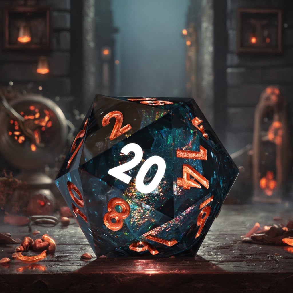 Mini Planet 50mm Chonk D20 Resin Liquid Core D&D Role Playing Games and Tabletop Games DND Polyhedral Dice Dark