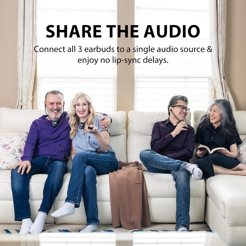 Avantree HT3831 [4 Coppie] – Cuffie TV Wireless per Anziani con Trasmettitore e Set di Dock di Ricarica
