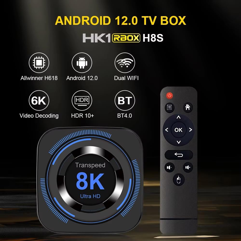 Dual WiFi 12 ATV Android TV Box z aplikacjami telewizyjnymi, wideo 8K, BT5.0+, RK3528, odtwarzacz multimedialny 3D 4K, dekoder (MX 128g)