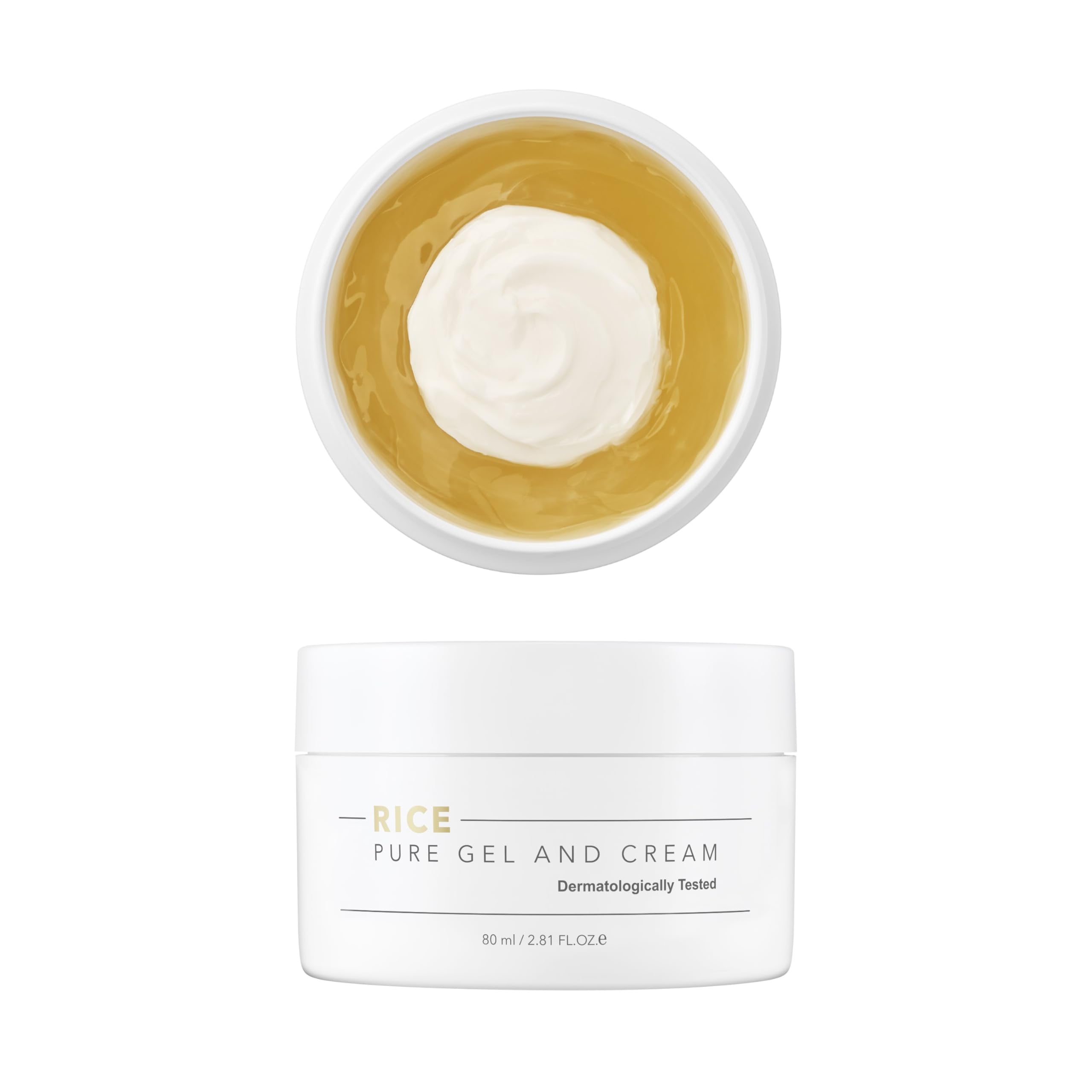 Rice Pure Gel and Cream 80ml - Nourishing Exclusive Korean Rice Extract, Dermatologist Tested, Ceramide, Korean Moisturizer for Dry Skin, Fragrance-Free