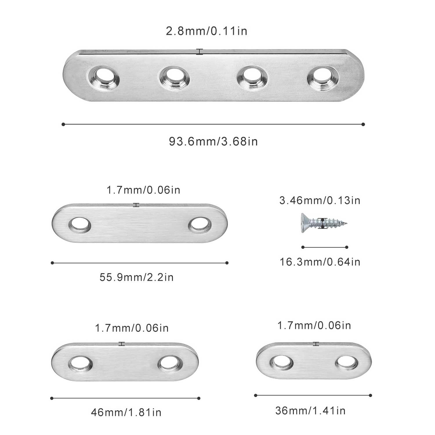 4 Pezzi Piastre Di Giunzione Per Riparazione, Staffe Piatte Dritte In