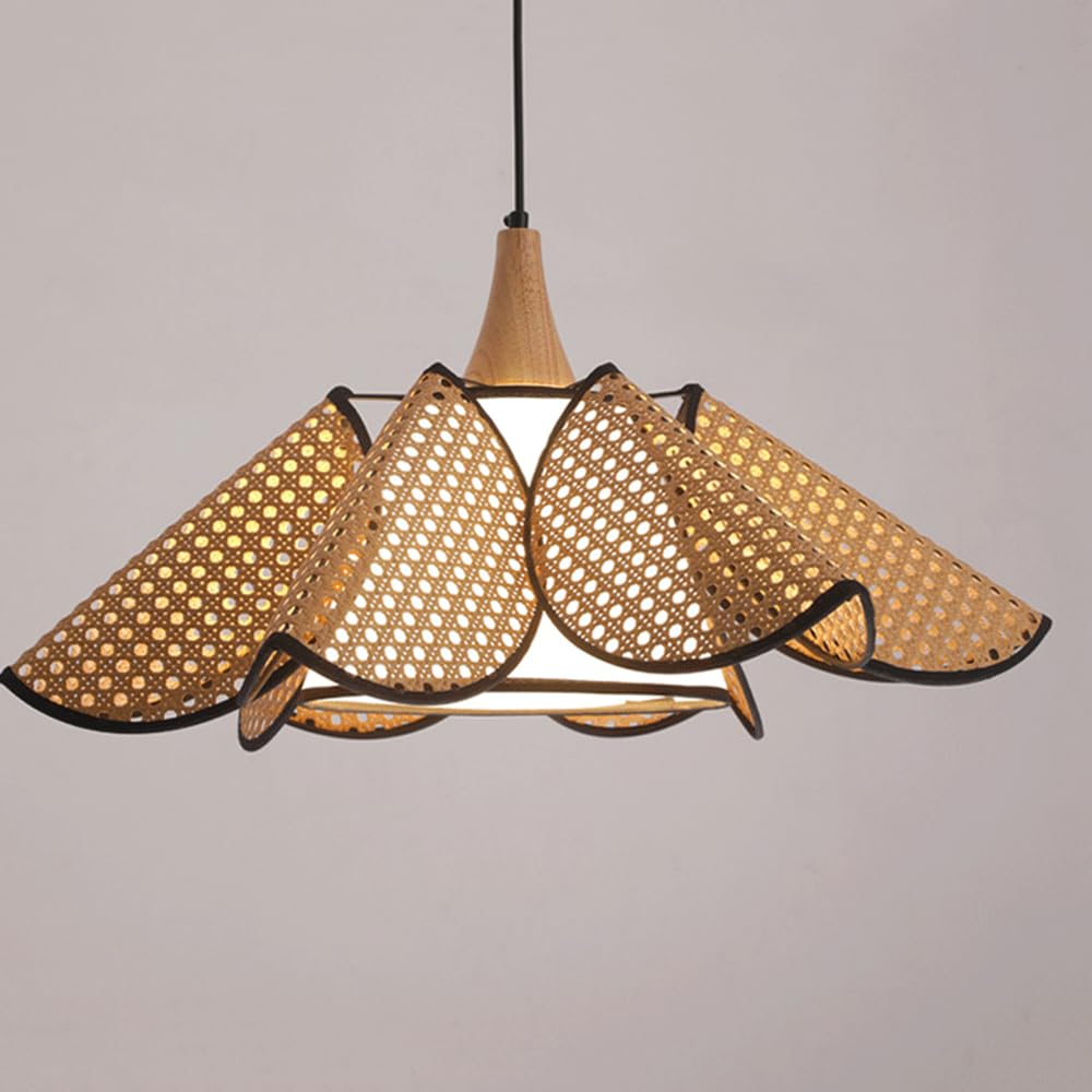CHUNGYANG Boho Lighting 23.6 Inch Chandelier Hand-Woven Wicker Pendant Light for Dining Room Living Room Hanging Light Fixture for Kitchen Island Entryway Creative Farmhouse Lamp for Entryway Foyer