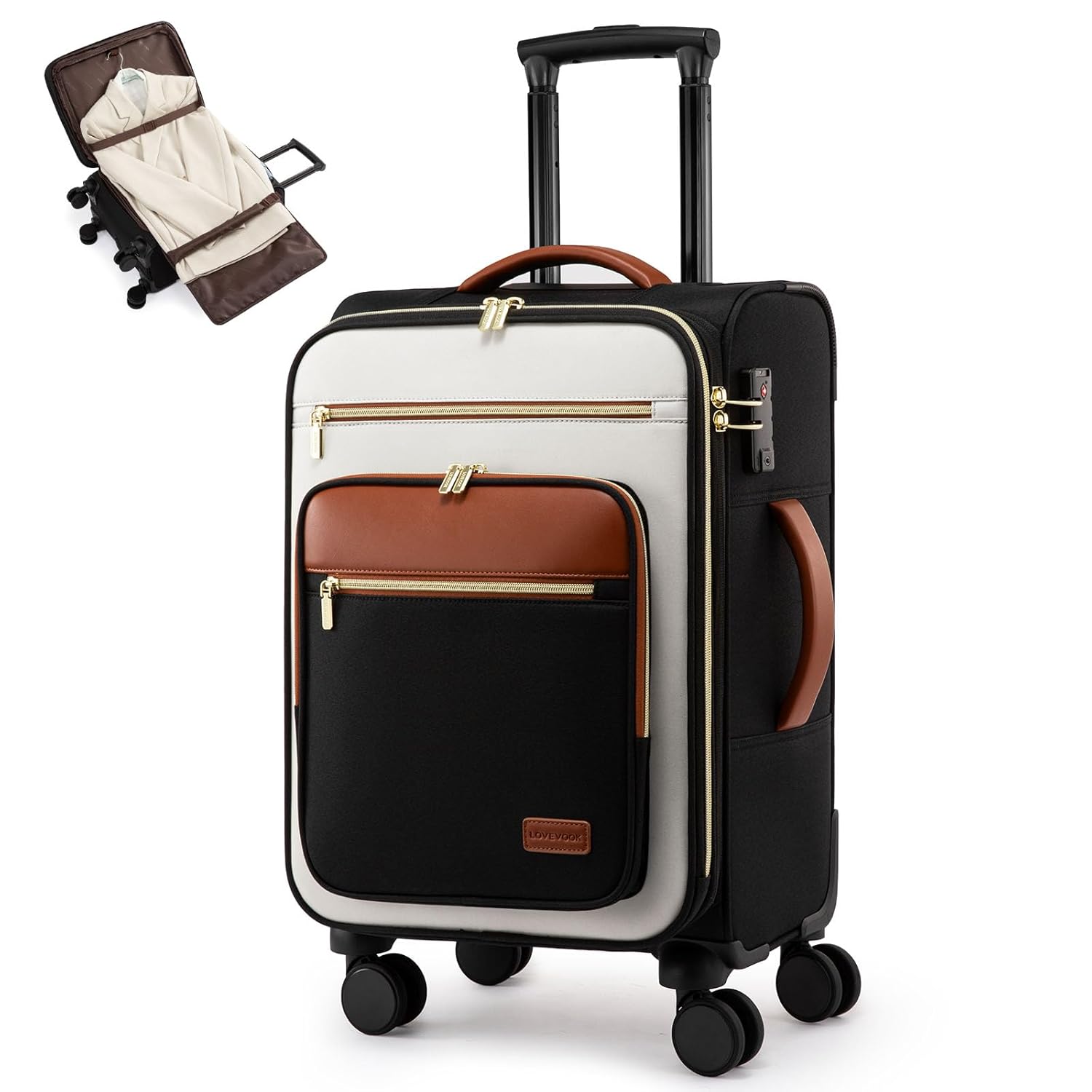 LOVEVOOK Carry on Suitcase 22x14x9 Airline Approved 20 inch Lightweight Waterproof Suitcases with 360 silent swivel wheels TSA