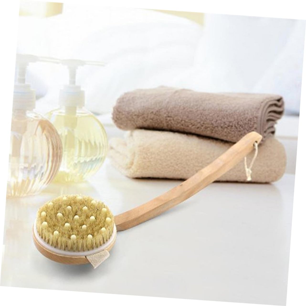 Healvian 2piezas Cepillo De Baño Desmontable Con Mango De Madera y Cerda Natural Exfoliante Corporal Para Masaje y Estimulación Circulación