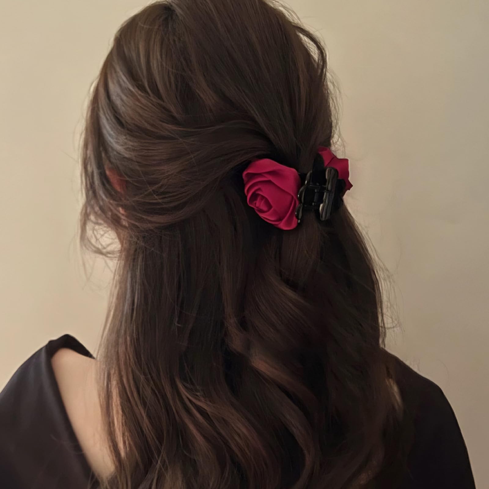 Amazon.com: 2 Pcs Retro Satin Rose Hair Claw Clip for Women Rose
