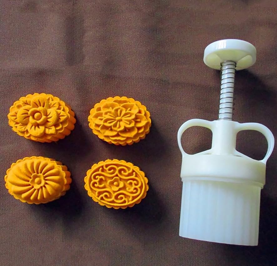 Luminexia Mooncake Mould Cookie Stamps Moon Cake Mold 3D Crab/Flor/Mango,Mooncake Press Molds Biscuits Stamp Cake Mould Baking Accessories Making Traditional Festival Mooncakes,8 Styles