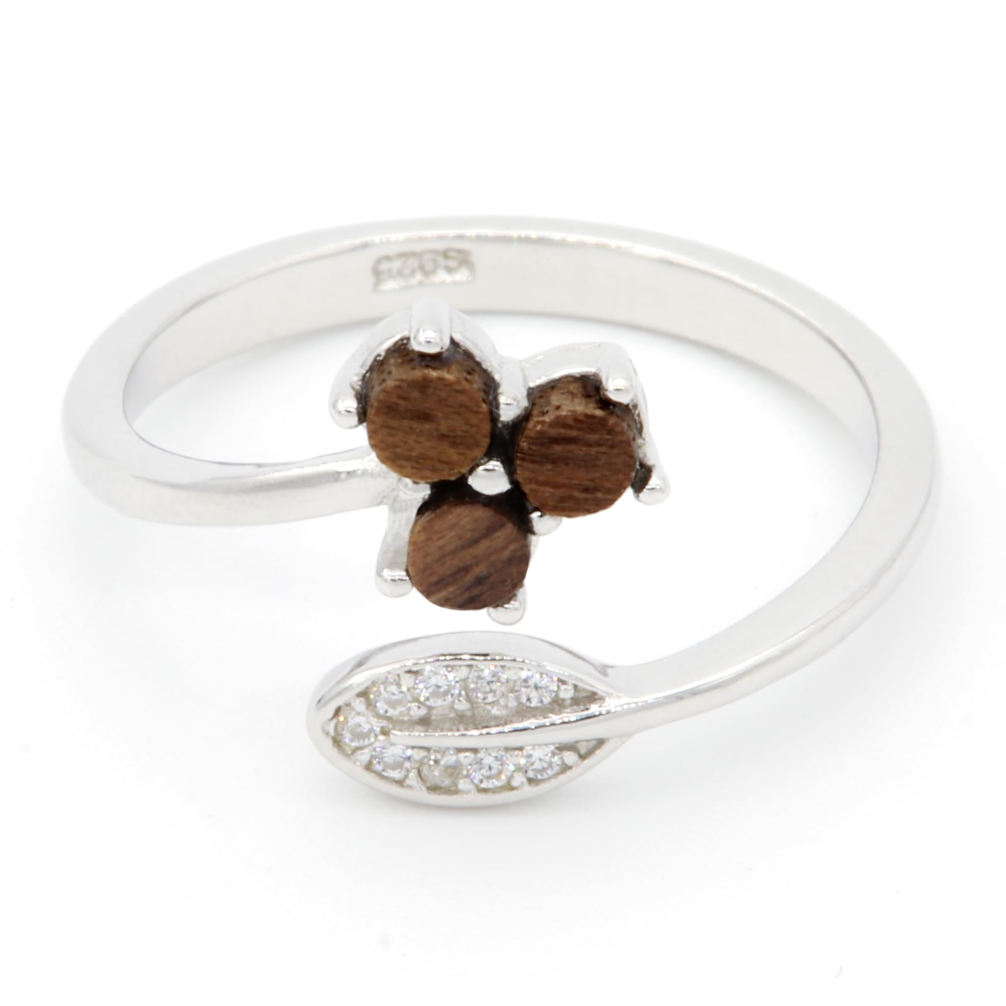 NaturSchatulle Anillo de madera Collection de plata 925, anillo de madera ajustable con inserto de madera, regalo para mujeres