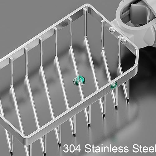 Miniatura 3 de Soporte de esponja sobre grifo, organizador de cocina, organizador de fregadero, estante de drenaje desmontable de acero inoxidable para esponja