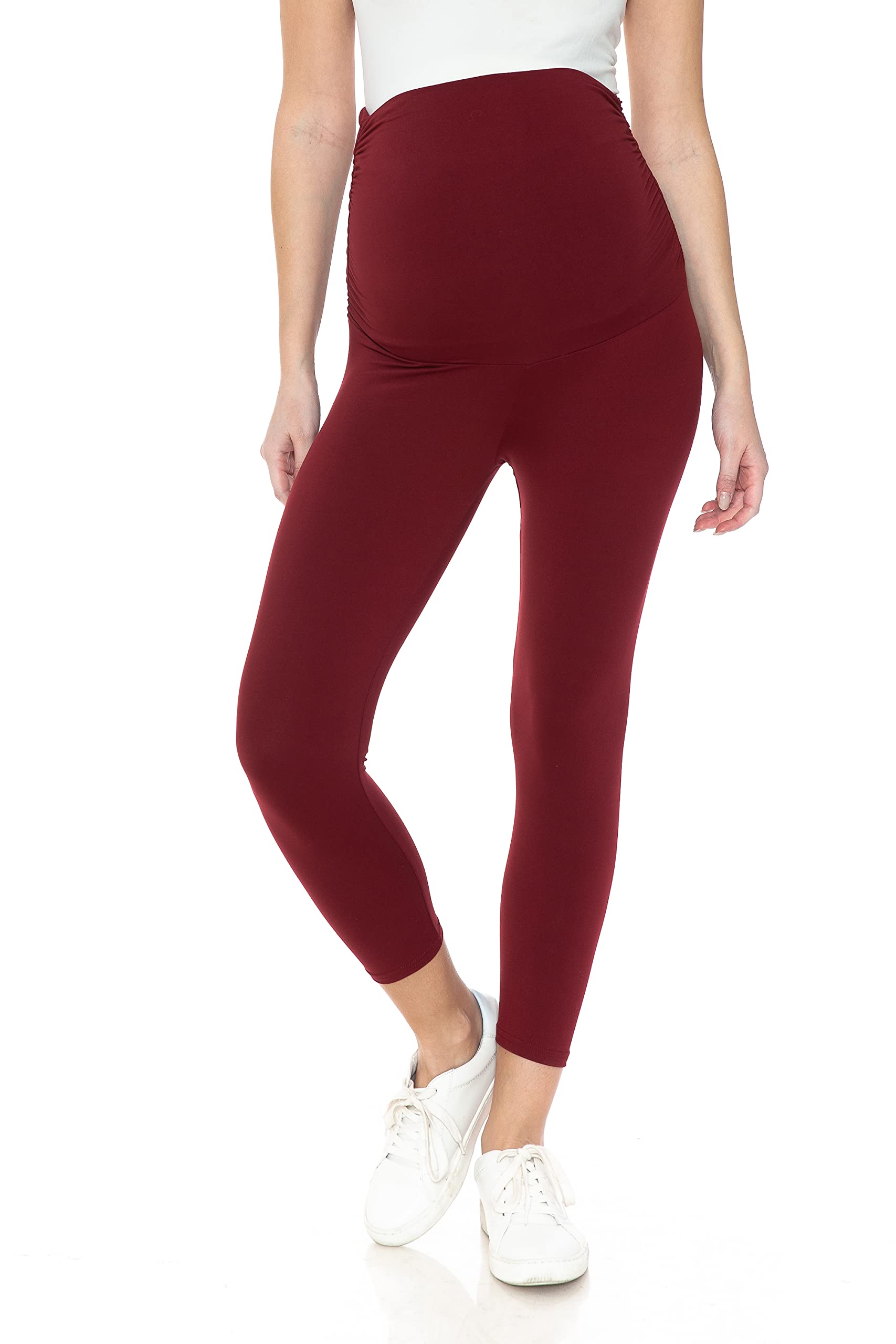 Leggings Depot Legging de maternité pour femme - Collants de yoga décontractés pour la grossesse, bordeaux, Taille M