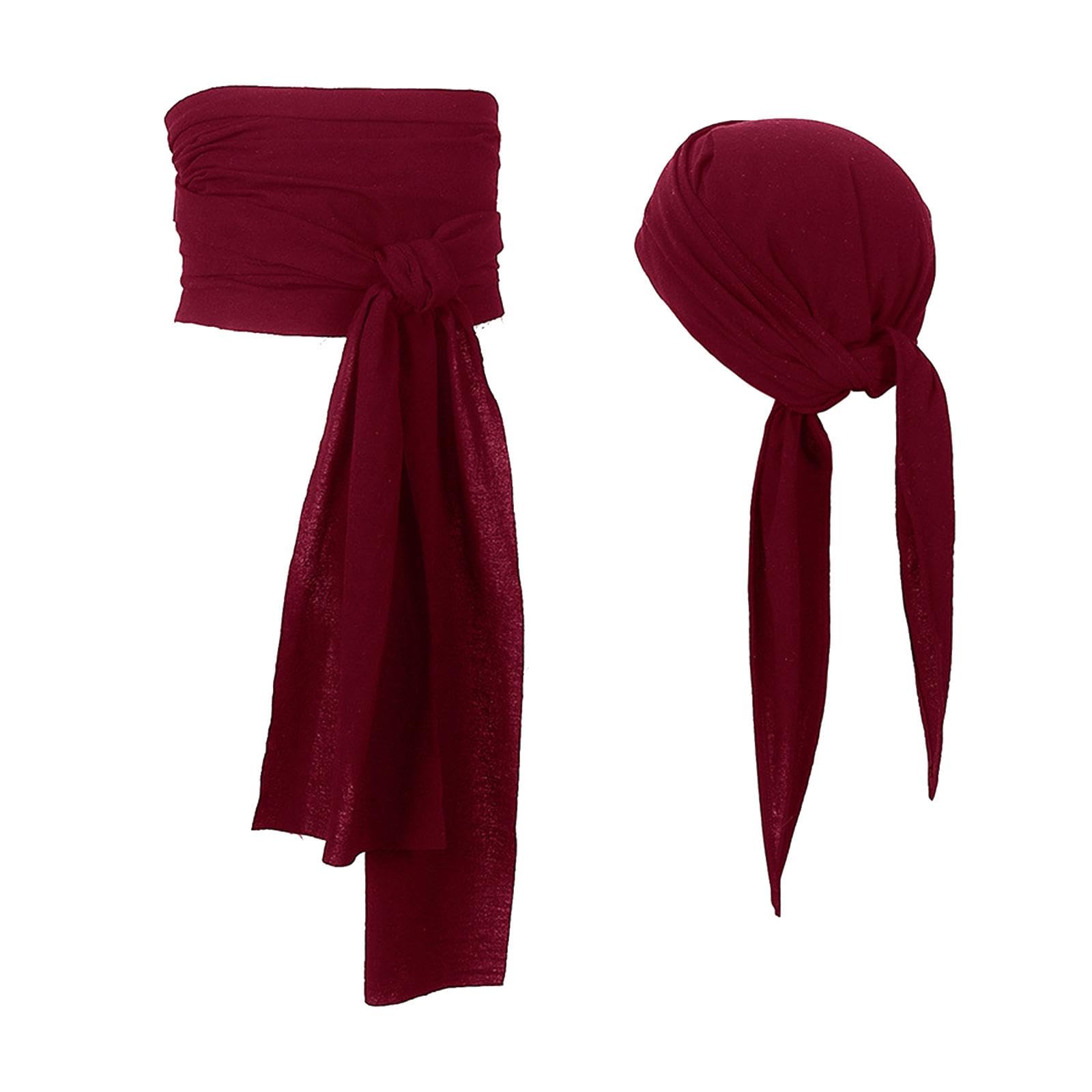 5 set di pirata sciarpa cappello accessori pirata cintura in vita pirata festa pirata fascia fascia rosso scuro