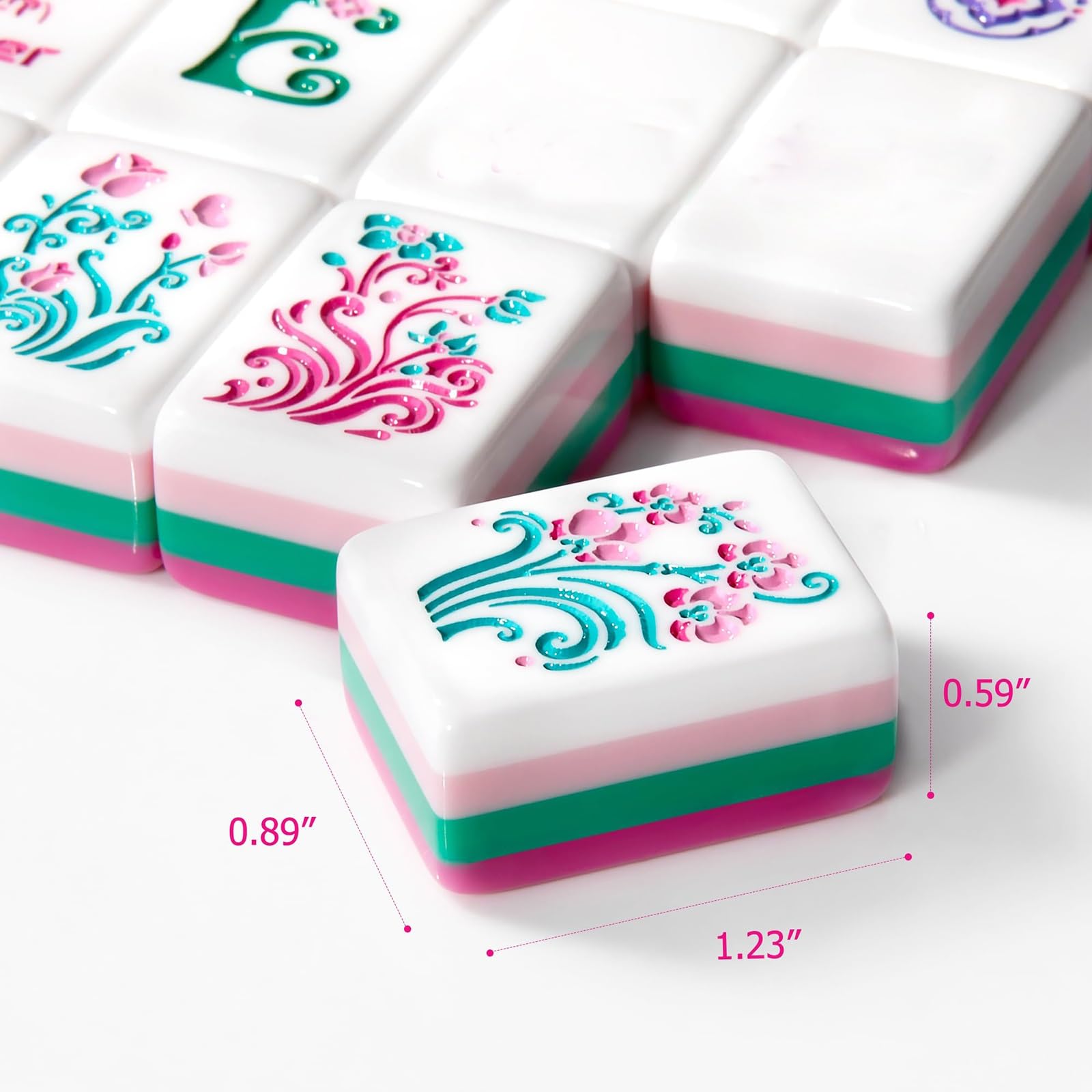 Set Mahjong Americano 160 Piezas Rosa 4 Capas Fichas De Juego | Set Mahjong Acrílico Grabado Diseño Elegante para Noches en Casa y Reuniones