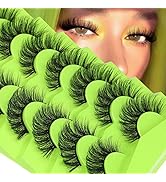 Cat Eye Mink Lashes Fluffy Wispy Natural False Eyelashes 18MM Long Curly Fake Lashes that Look Li...