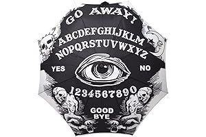 Kreepsville 64-Inch Ouija Go Away Skull Handle Umbrella with Matching Cloth Case