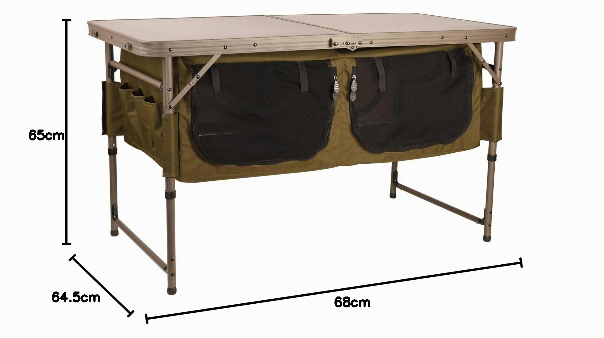 Fox Session Table with Storage 120x60x68cm - Tisch Campingtisch, Angeltisch fürs Kochen und Zubereiten von Mahlzeiten mit Stauraum
