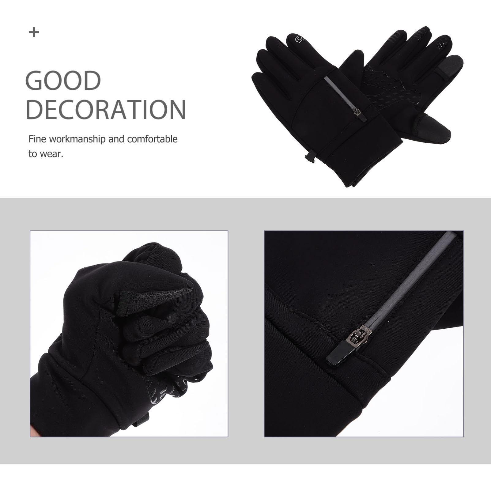 Sosoport Guantes a Prueba De Viento Guantes De Montar Compactos Sin Dedos Hombre De Caza para Hombre De Pesca Flexibles Forro Polar Black