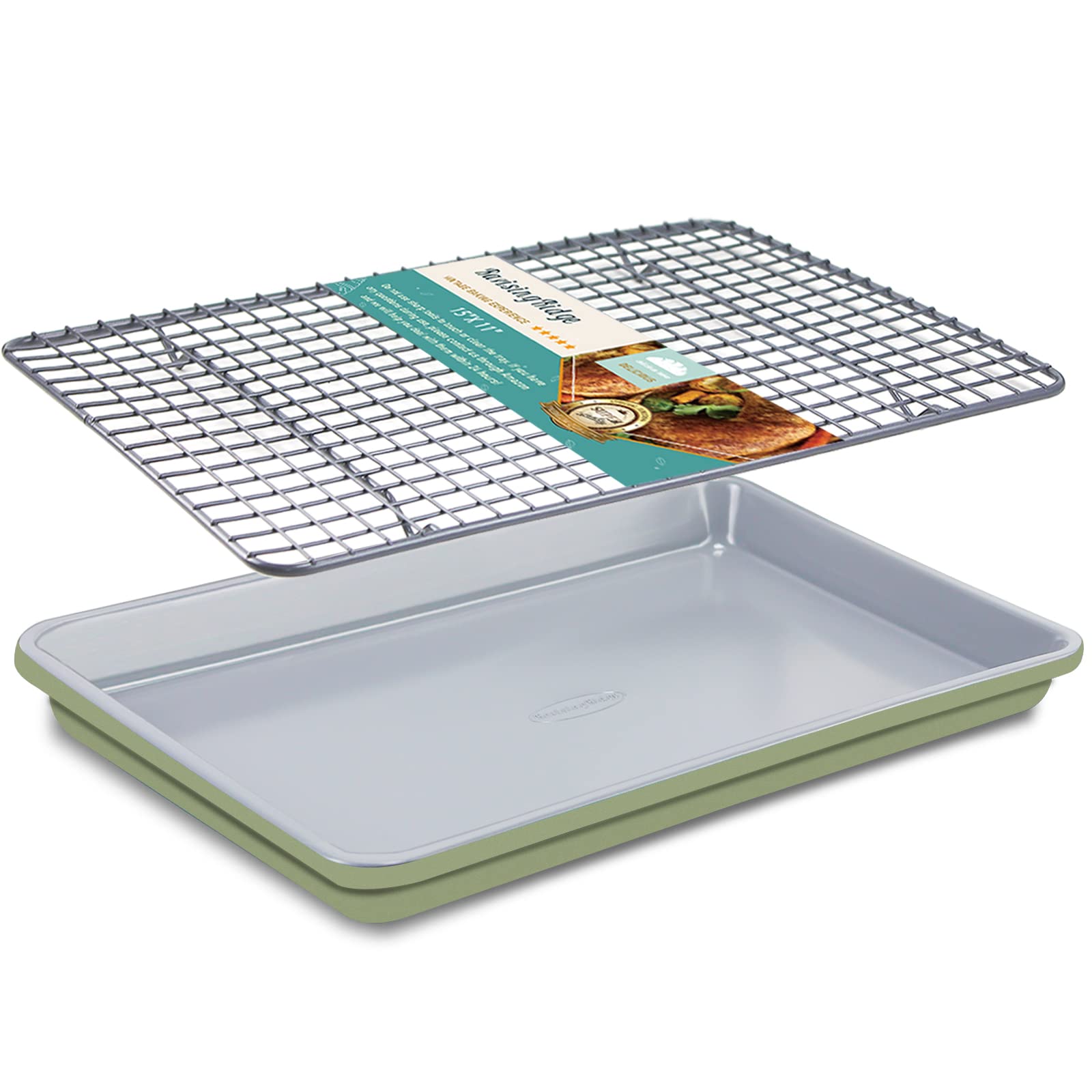 Baking Sheet with Rack Set (1 Pans + 1 Racks), 1mm Ultrathick Bicolor