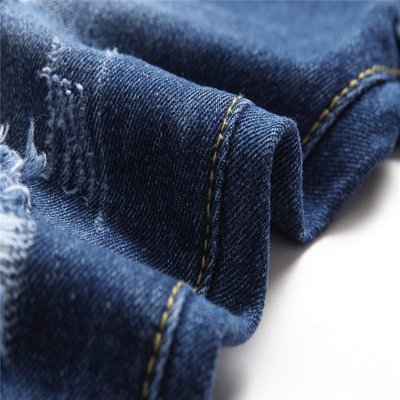 Boy's Stretch Comfy Ripped Jeans Skinny Stylish Distressed Washed Denim Jeans Pants - Image 7