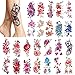 PHOGARY 24 pezzi Tatuaggi Temporanei per Donne (Fiori grandi), Adesivi per Tatuaggi Finti Colorati Luminosi, Body art Impermeabile per Ragazze Braccia Gambe Spalle