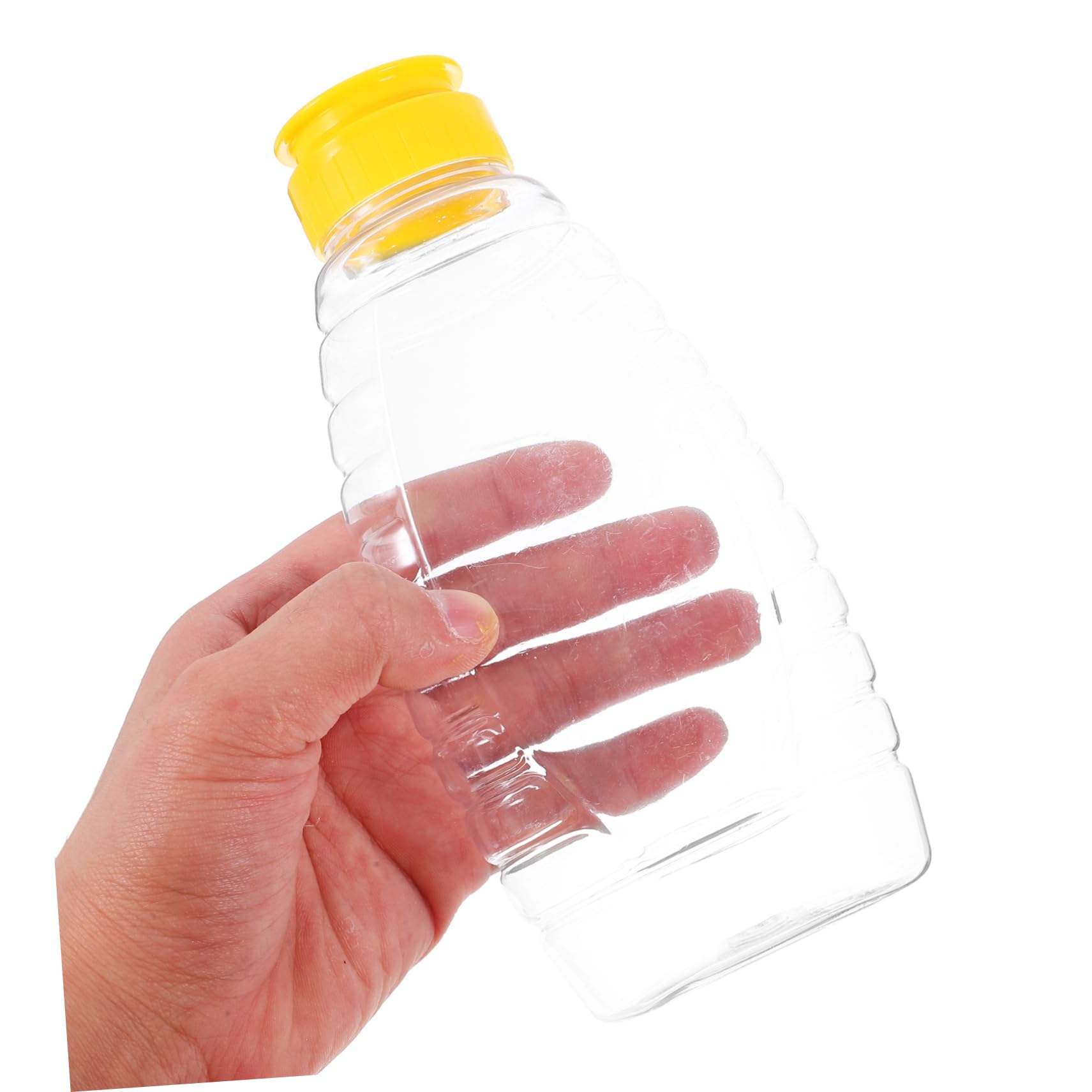 OKUMEYR 4Pcs Transparent Plastic Honey Bottle Capacity Honey Dispenser with Lid Reusable Squeeze Containers for Storing Honey Jam Bbq