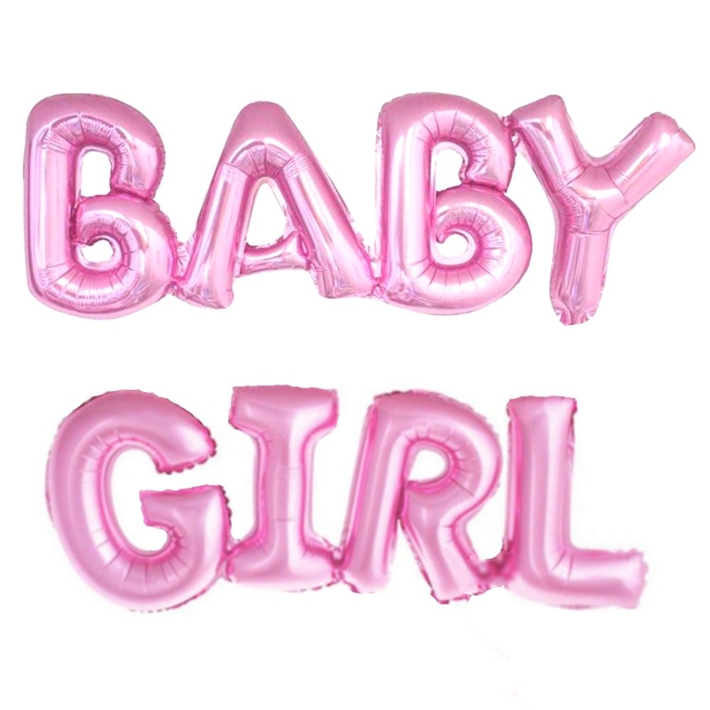 ballonfritz Baby Girl Balloon in Pink - XXL Foil Balloons as a Gift for the Birth of a Girl or Baby Shower Party Decoration