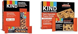 KIND Bars, Peanut Butter Dark Chocolate, Gluten Free, 40 Grams, 12 Count & Healthy Grains Bars, Peanut Butter Dark Chocolate, Gluten Free, 35 Grams, 5 Count