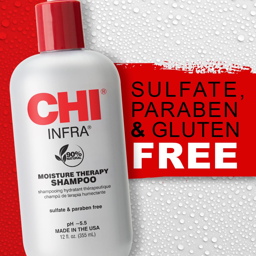 CHI Infra Shampoo, Gently Cleanses Scalp & Hair, Hydrating & Nourishing For All Hair Types, Designed for Heat Damaged Hair, Sulfate, Paraben, & Cruelty-Free, 12 Oz - Image 3