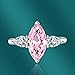 FLYYQMIAO Fashion Marquise Cut Cubic Zirconia Simulated Diamond Moissanite 3 Stone Engagement Rings for Women Round Cut 925 Sterling Silver Anniversary Wedding Promise Open Adjustable Ring(Pink)