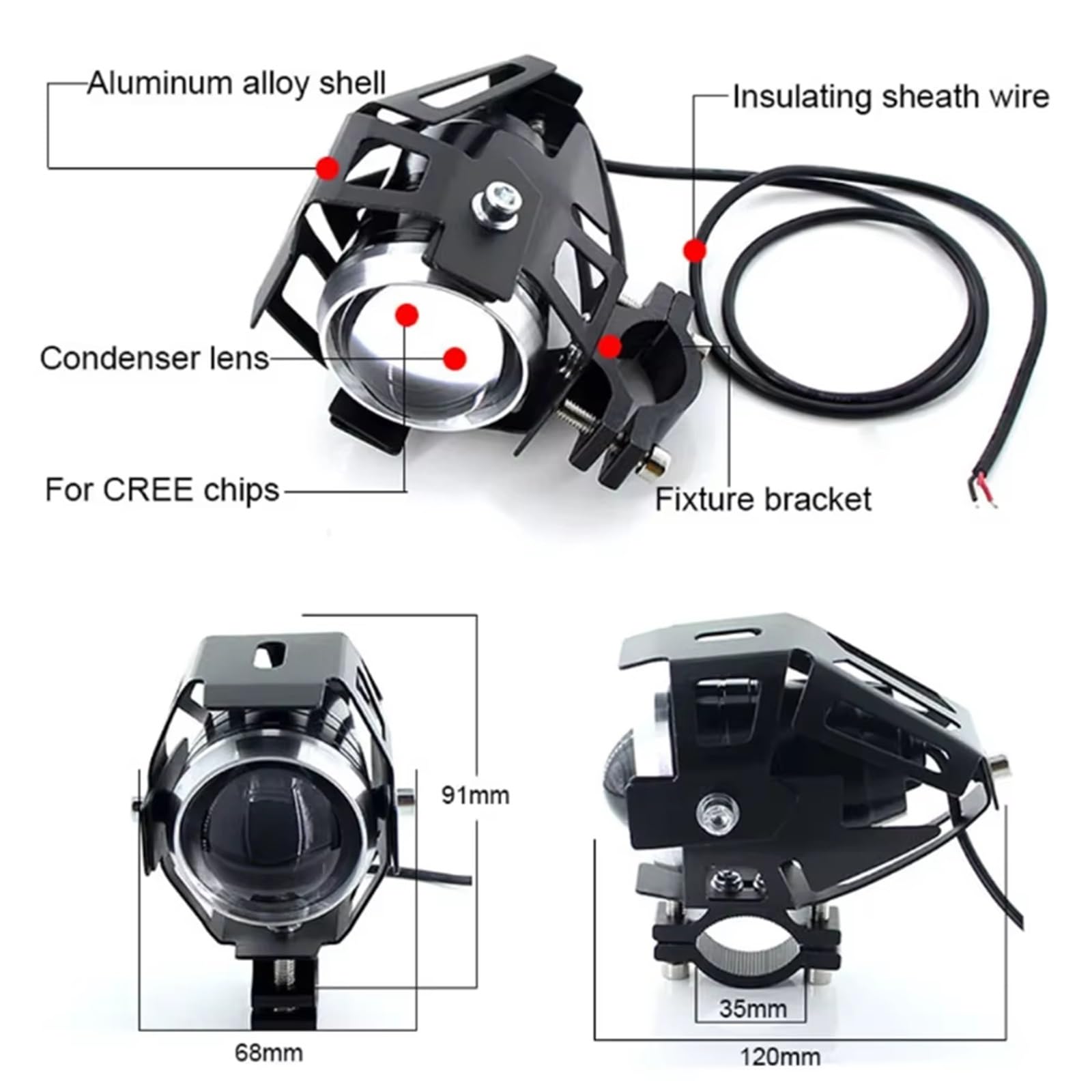 Fari Anteriori Moto PER Benelli PER TRK502 X PER TRK 502X 2021 PER TRK 502 Faro Per Moto Fendinebbia Anteriore U5 12V LED Lente Faretti Proiettore Luce Moto Faro Fanale(B)