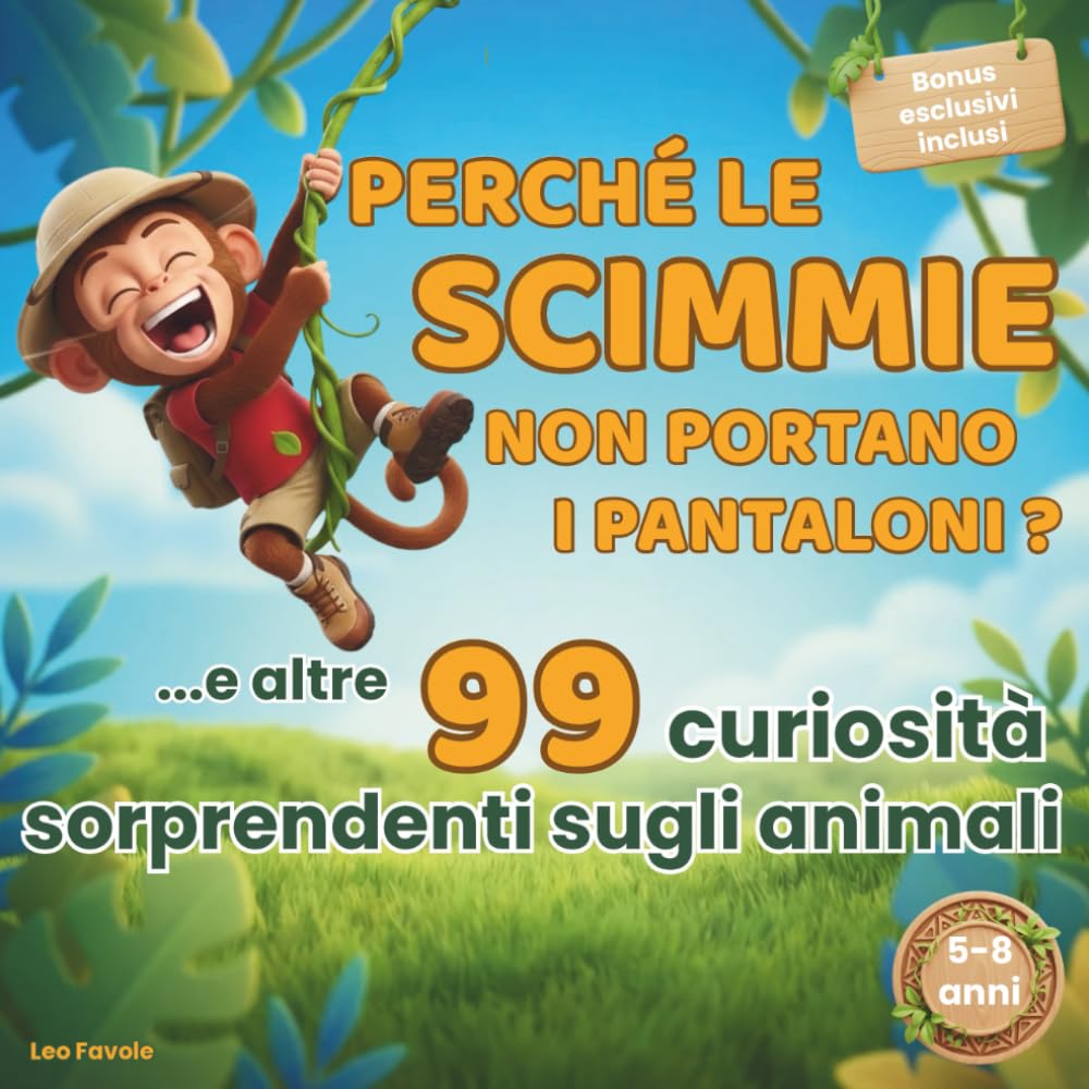 Perché le scimmie non portano i pantaloni? Il libro dei perché sugli animali per bambini 5–8 anni: 99 domande illustrate per stimolare la curiosità e creare momenti speciali con i tuoi bambini