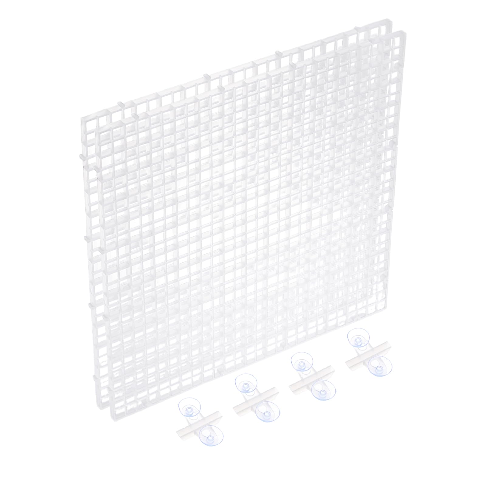 uxcell Lot de 2 séparateurs d'aquarium, 30,5 x 30,5 cm en plastique pour cage à œufs, diffuseur de lumière, séparateur inférieur avec ventouses et ventouses pour aquarium, transparent