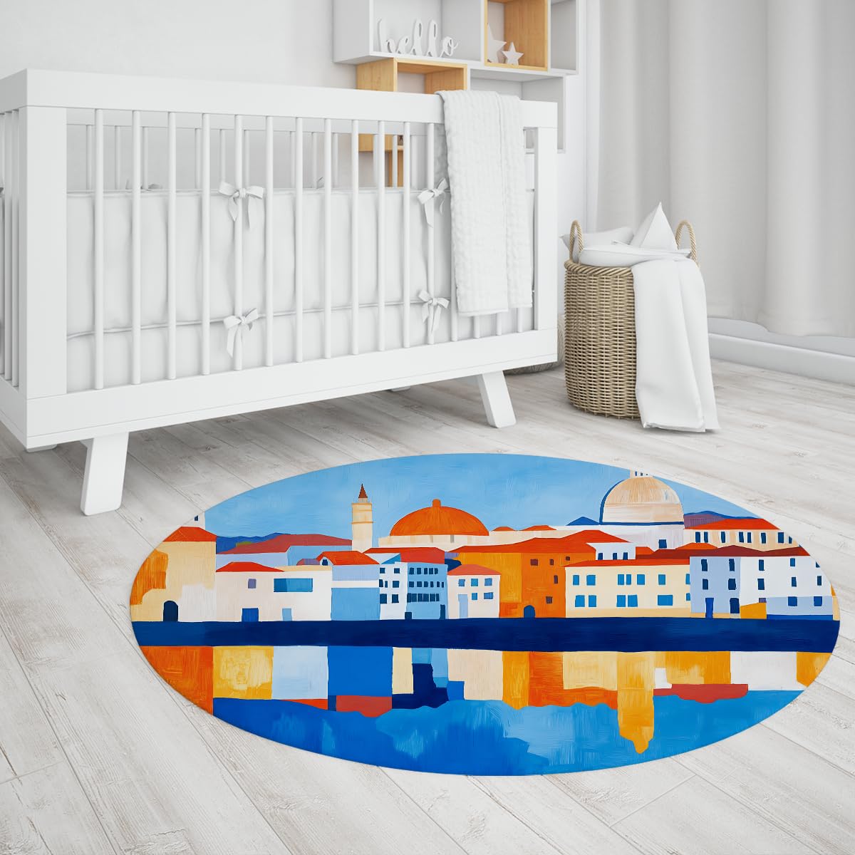 Tapis ronds pliables 180cm de salon style bord de mer pour intérieur