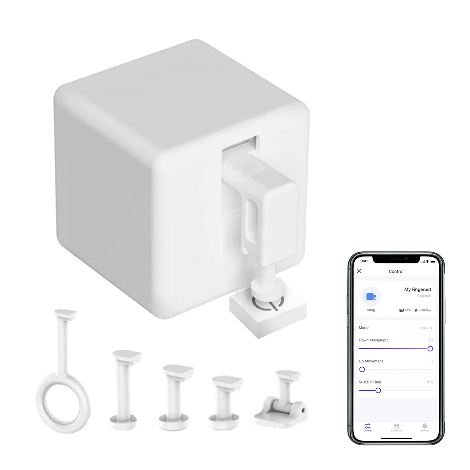 Botón Smart Switch Pusher: Bluetooth Fingerbot Plus con kit de herramientas para todos los interruptores, control de la aplicación Tuya, añadir el hub Bluetooth Tuya para que sea compatible con Alexa,