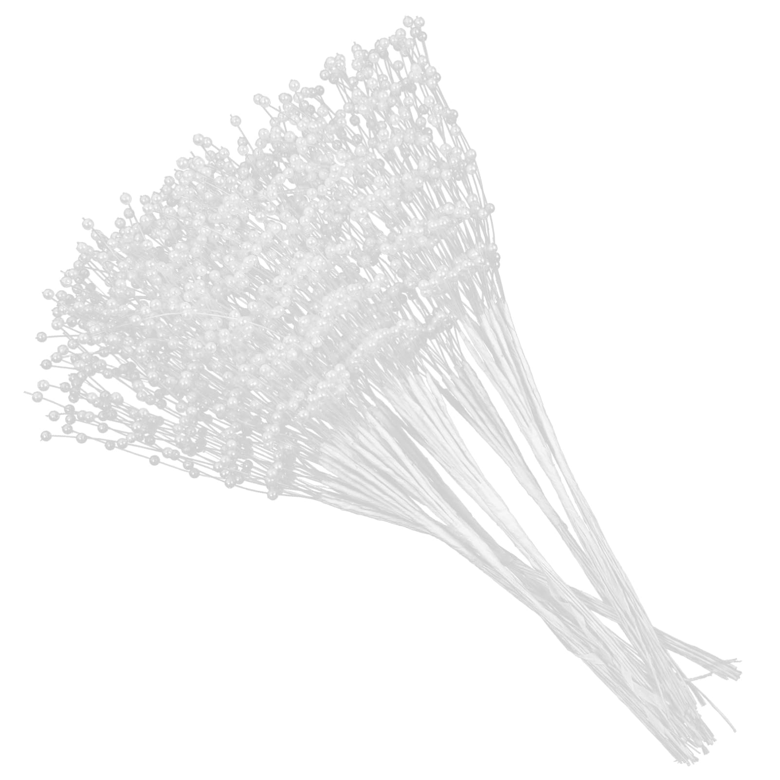 HOMSFOU 3 Set Perle di Fiori di Perle Perline Perle per Matrimonio Decorazioni Floreali Artificiali Ghirlande di Perle Bouquet Steli di Bacche di Perle Plastica Bianco 100 Pezzi*3
