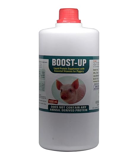 Boost UP - Liquid Growth Promoter, Booster and Protein Feed Supplement with Vitamins and Amino Acids for Swine, Piggery, Pigs and Piglets - 1 LTR