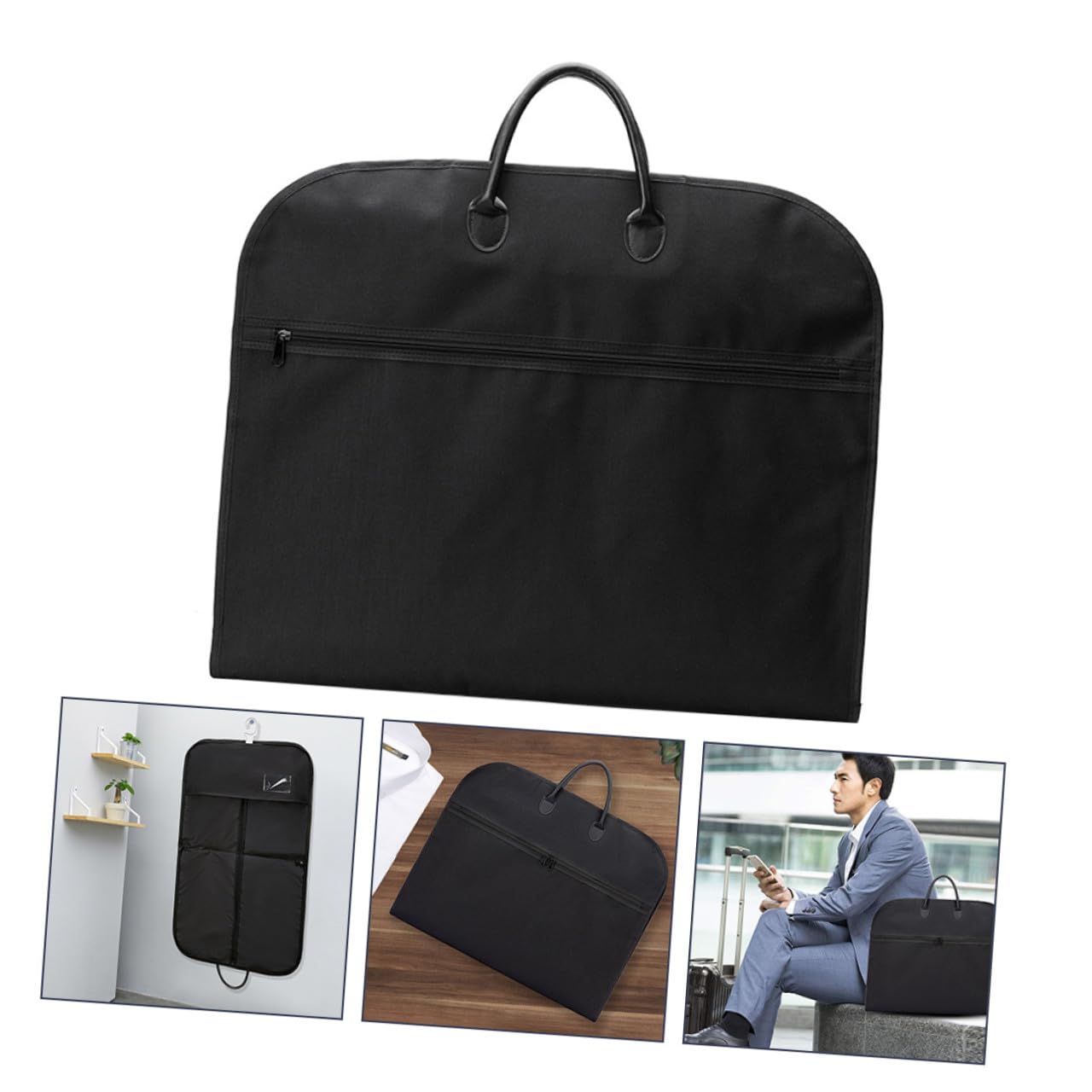 Homoyoyo Borsa Porta Abiti da Viaggio Uomo Donna Oxford Leggero Doppio Manico, Copriabiti Pieghevole per Abiti e Cappotti Lunghi, per Viaggi Leggeri Nero