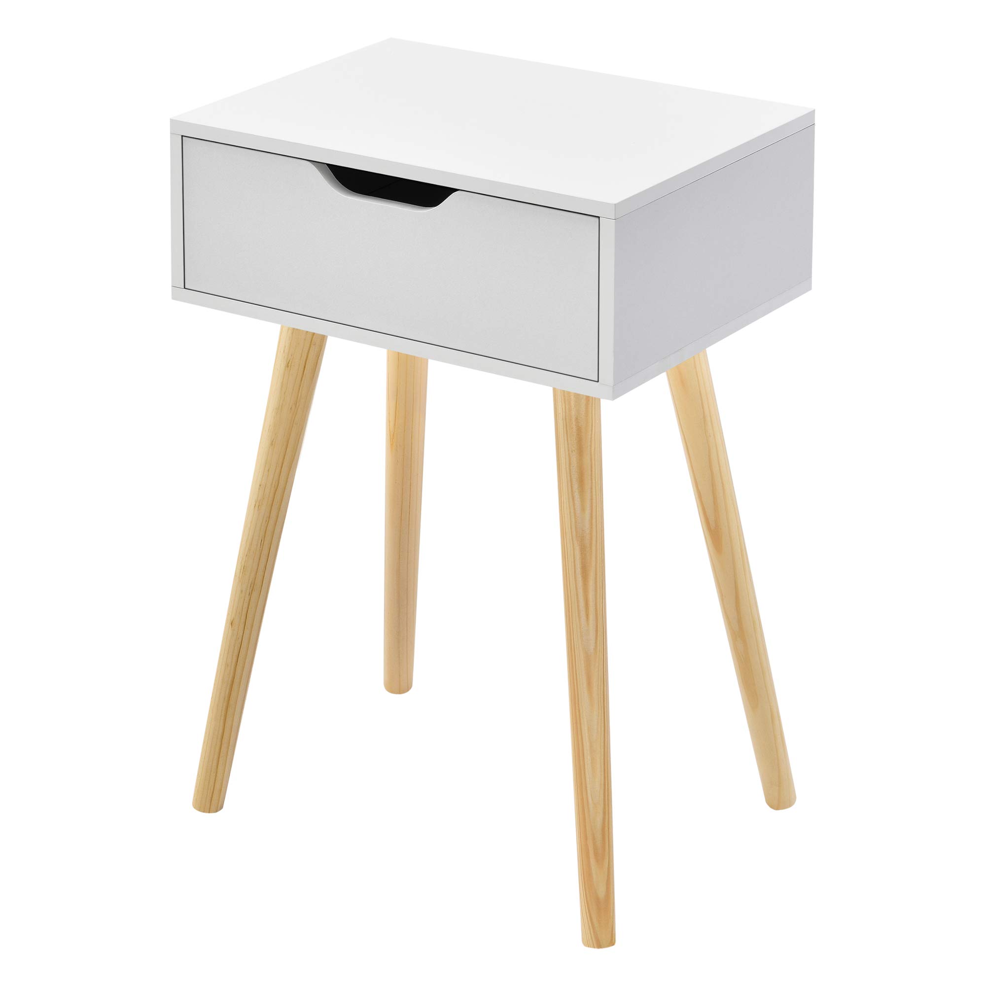 [en.casa] Lot de 2 Tables d'Appoint avec Tiroir Ensemble de 2 Tables Basses Bouts de Canapé Tables de Chevet Design Intemporel Panneau de Particules Bois 60 x 40 x 30 cm Blanc