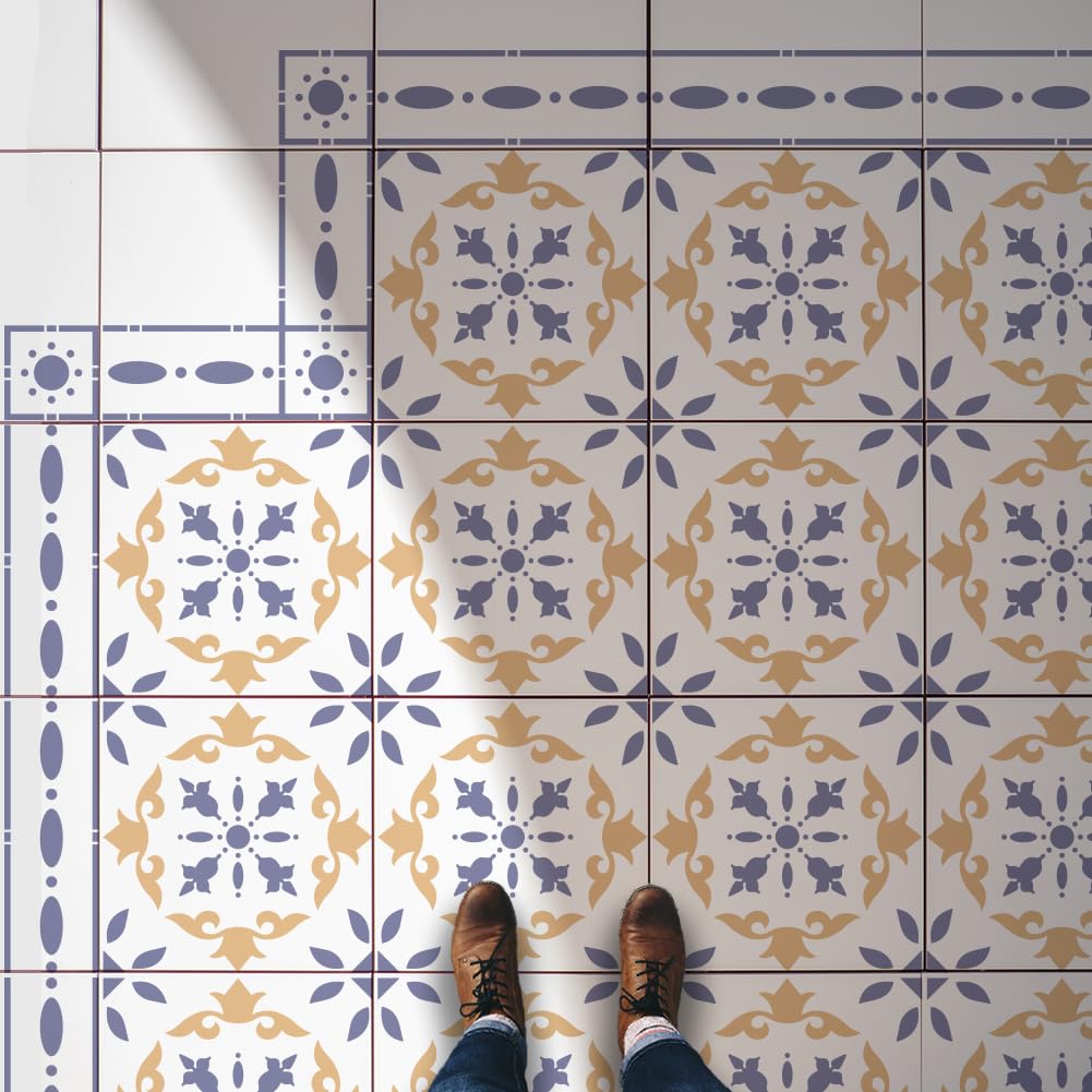 Lot De 3 Pochoirs Réutilisables 30x30 Cm Motif Géométrique Lily Mandala - Pour Carrelage, Mur, Béton, Déco Maison